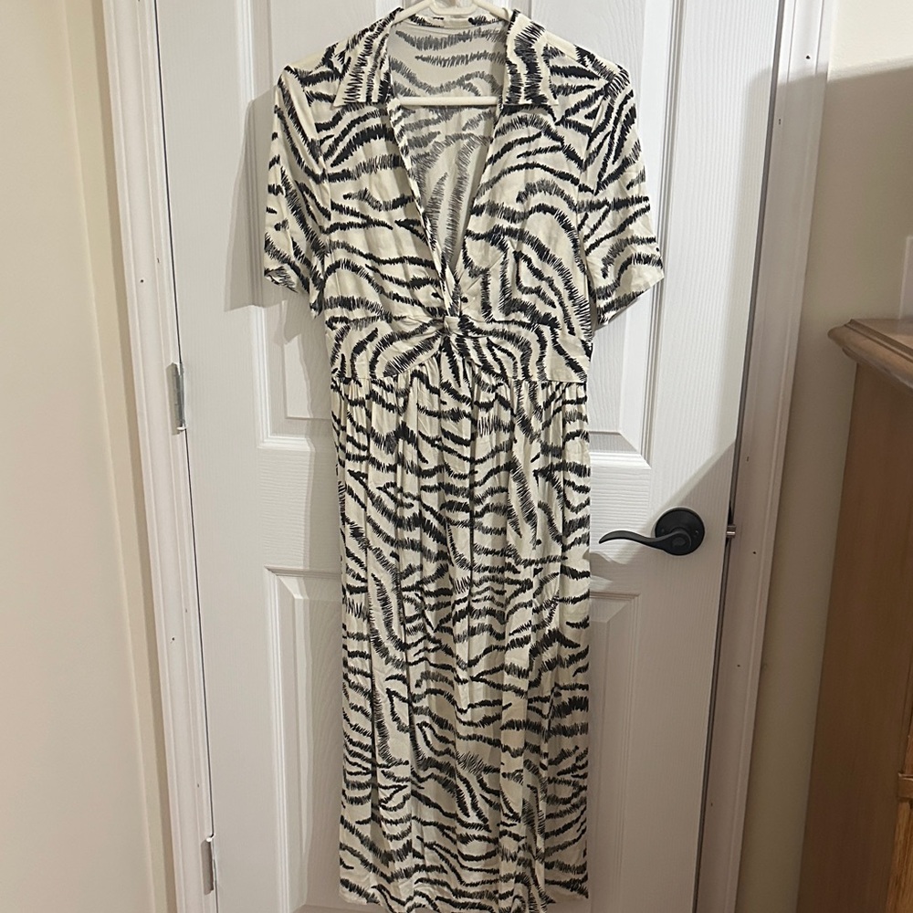 Zebra Print V-Neck Dress